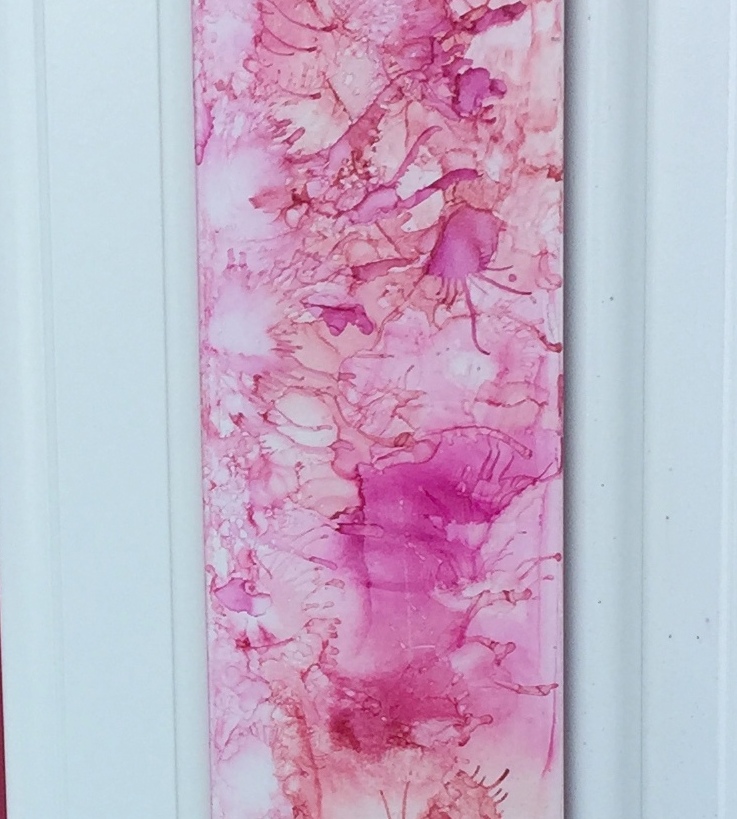 Alcohol ink art done on the new screen door. Art and photo by Mary Ann Benoit of Northern Lights Home Staging and Design.