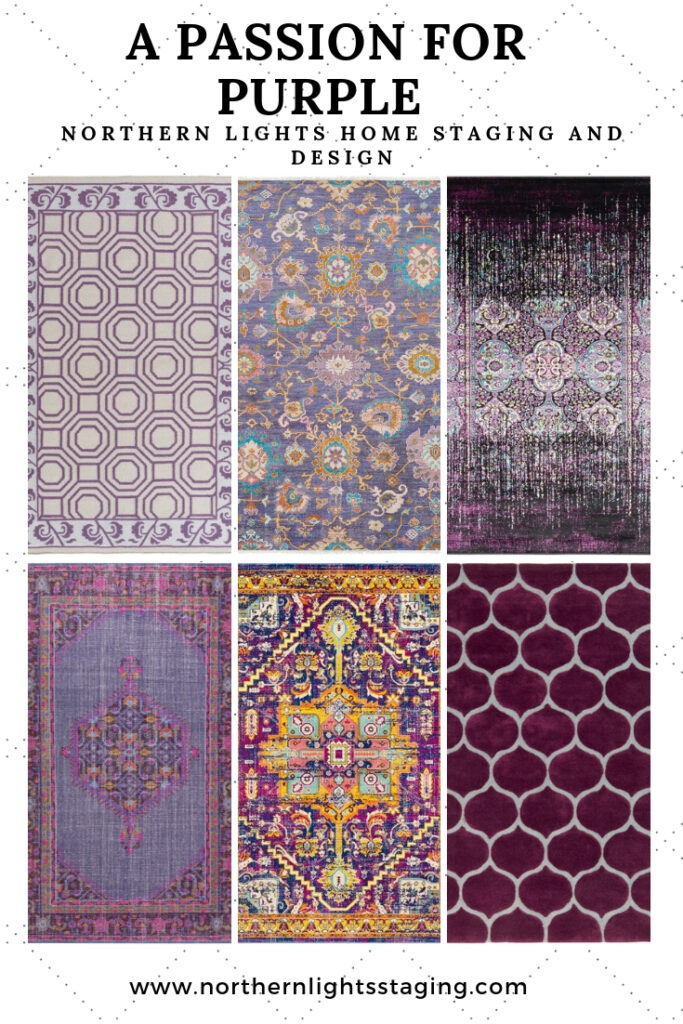 Beautiful purple rugs for Bohemian style design from one of my favorite sources, Boutique Rugs! #interiordesign #homedecor #purple #rugs #lavender #deeppurple