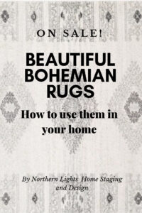 Beautiful Bohemian rugs and how to use them for Bohemian or modern global Interior Design. On sale, 60% off and free shipping through August 4, 2019. #interiordesign #bohemian #rugs