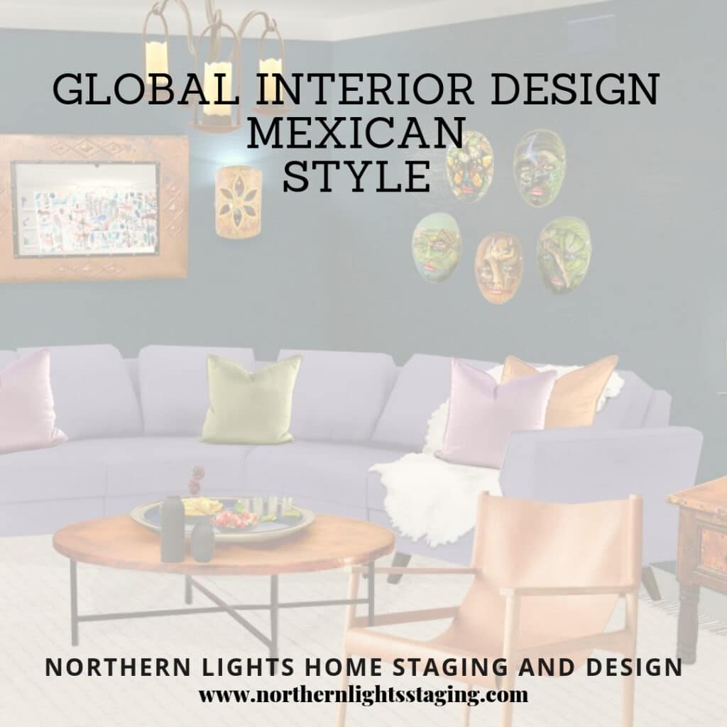 Global Design Style-Mexican. Get the Look. Eco-friendly and sustainable Living room design by Northern Lights Home Staging and Design #globalstyle #interiordesign #mexicanstyle #bohemian #globaldecor #furniture #livingroom #eco-friendly #sustainabledesign #interiordecorating #edesign #onlinedesign #homedecor #moderndesign