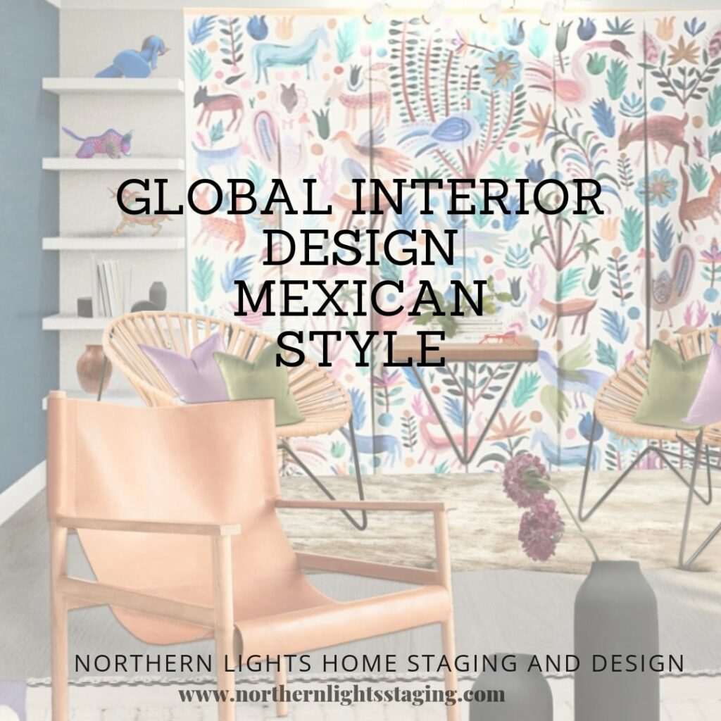 Global Design Style-Mexican. Get the Look. Eco-friendly and sustainable Living room design by Northern Lights Home Staging and Design #globalstyle #interiordesign #mexicanstyle #bohemian #globaldecor #furniture #livingroom #eco-friendly #sustainabledesign #interiordecorating #edesign #onlinedesign #homedecor #moderndesign
