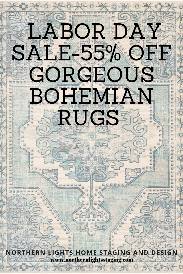Labor Day Sale 55% off. Get the look of Bohemian and global style with these beautiful rugs. 55% off and free shipping through Labor Day. #rugs #sale #bohemian #boho #globalstyle #moroccan #turkish #livingroom #homedecor #blackandwhite #virtualdesign #interiordesign #interiordecorating #affiliate 