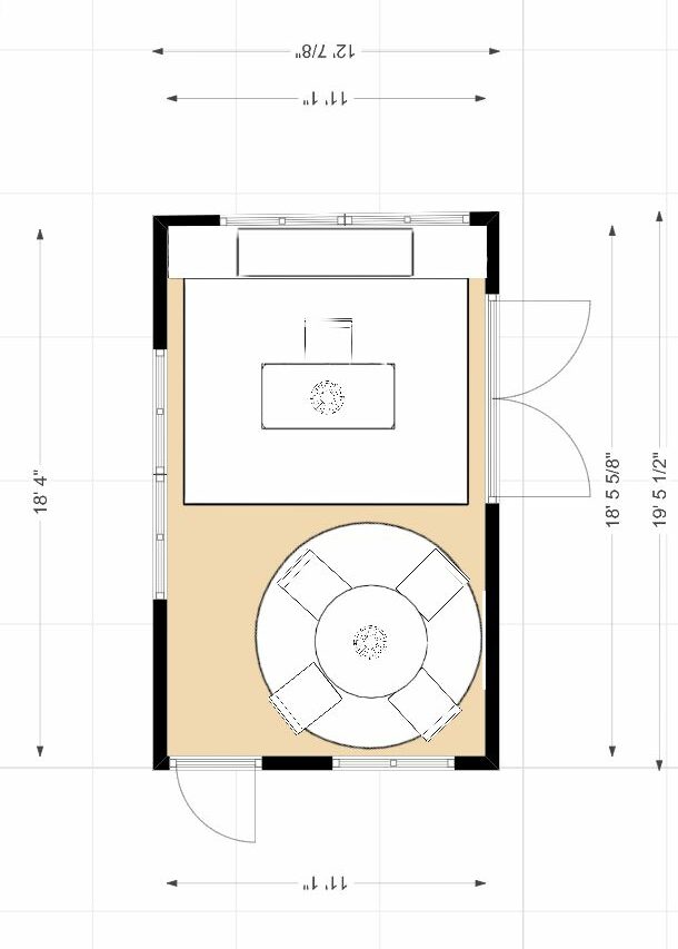 Edesign Tribe Office Design Contest- Vote now! Vintage Boho Office Floor Plan by Northern Lights Home Staging and Design #edesigntribe #edesign #vintage #vintageboho #officedesign #globalstyle #colorfuloffice