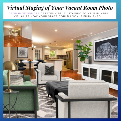 Drop In Render Example-Virtual Home Staging for Realtors and New Home Buyers by Northern Lights Home Staging and Design
