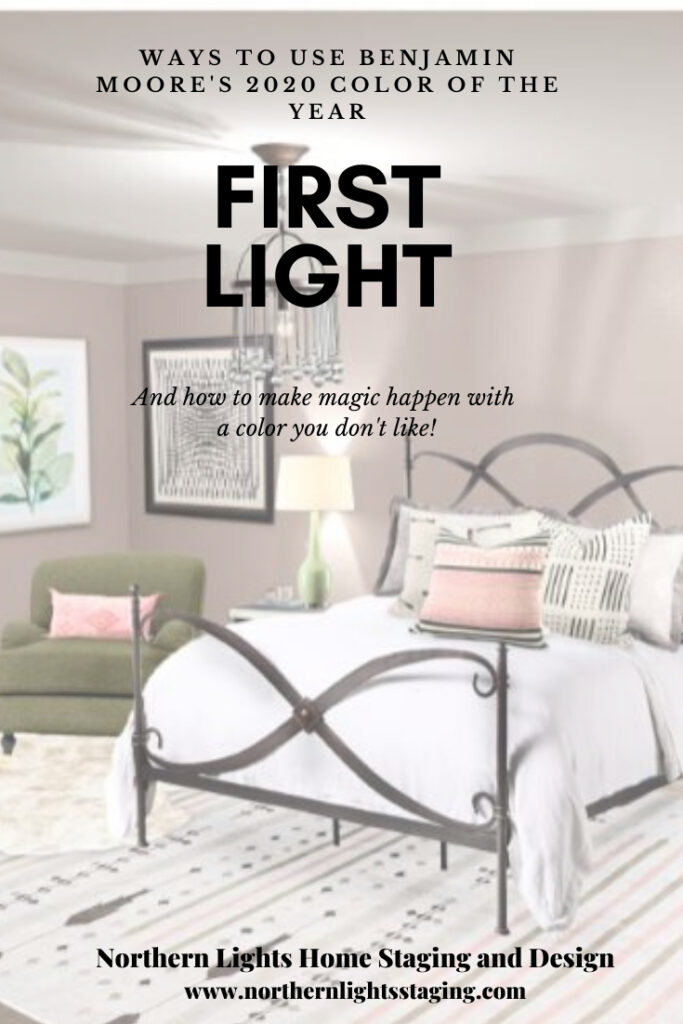 Ways to Use Benjamin Moore's 2020 Color of the Year- First Light even if you don't like the color. Global style master bedroom Edesign, online Interior Design. #edesign #onlinedesign #firstlight #benjaminmoore #coloroftheyear #colorconsulting #colorstrategist #masterbedroom #globalstyle #bohemian