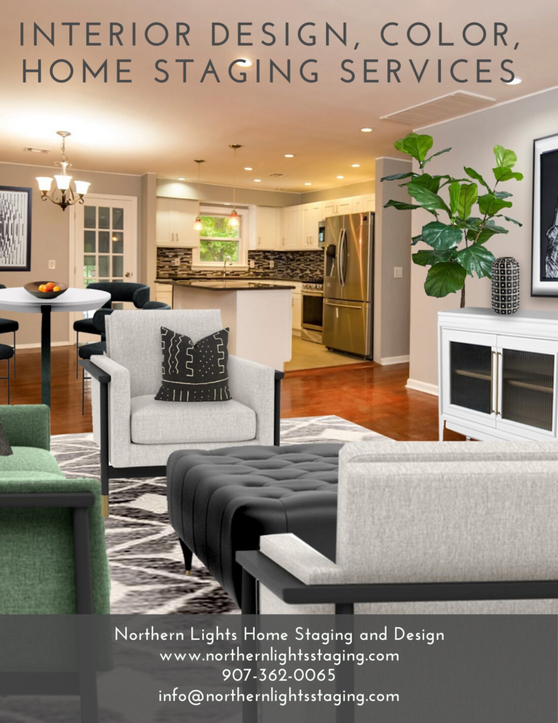 Interior Design, Color and Home Staging Services. Brochure of Northern Lights Home Staging and Design