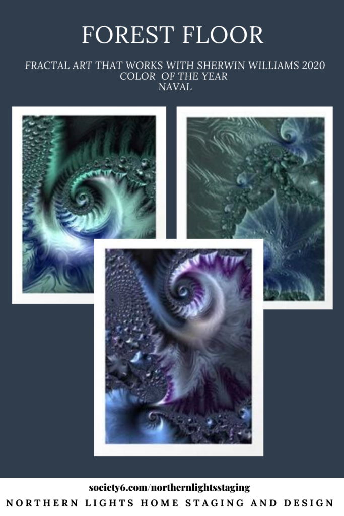 President's Day sale on Fractal Art by Northern Lights Home Staging and Design at Northernlightsstaging on Society6. Fractal art that goes with Sherwin Williams 2020 Color of the Year Naval