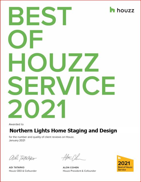 Best of Houzz 2021 for Customer Service- NOrthern Lights Home Staging and Design