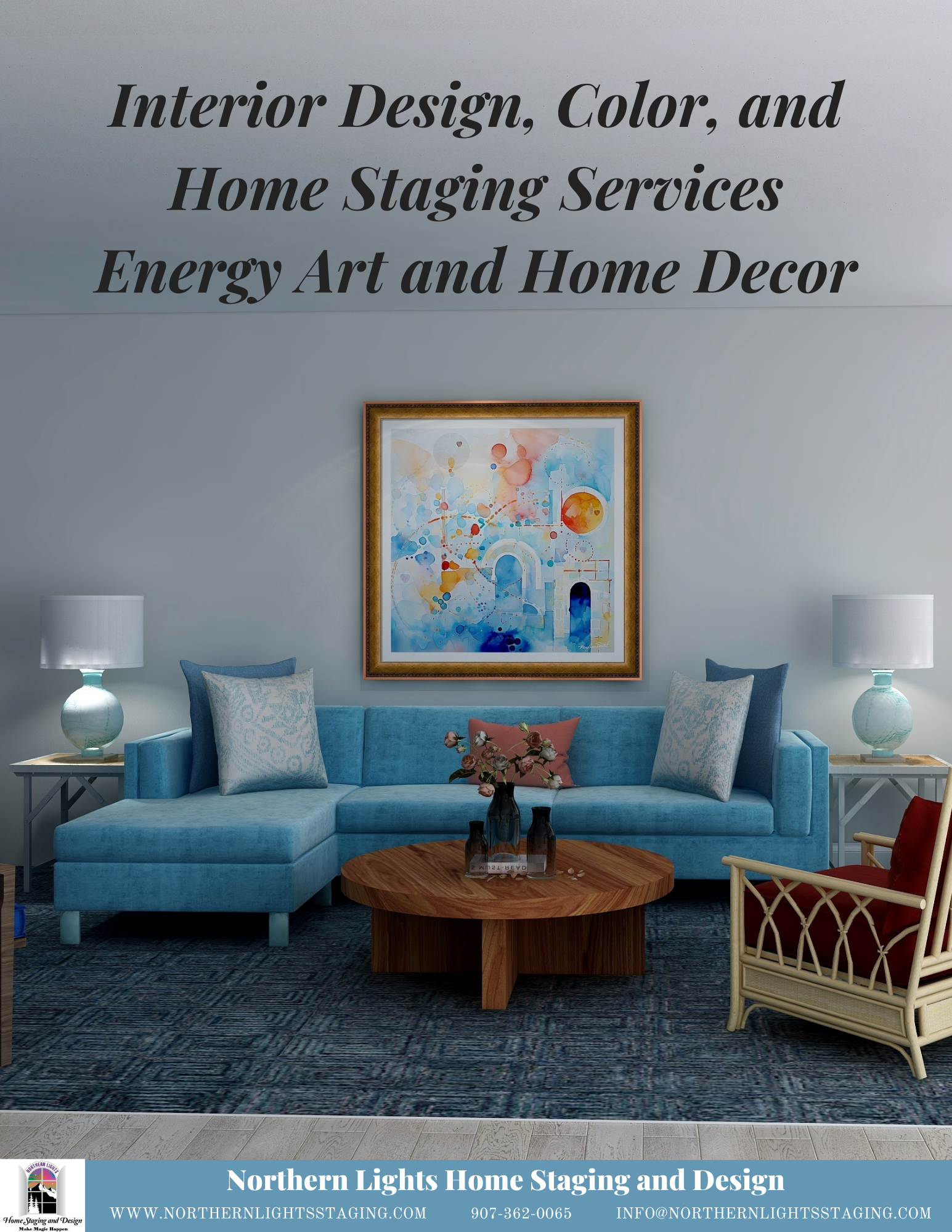 Interior Design, Color and Home Staging Services. Brochure of Northern Lights Home Staging and Design