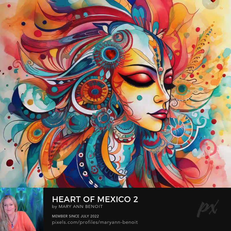 Heart of Mexico #2 throw pillow by Mary Ann Benoit