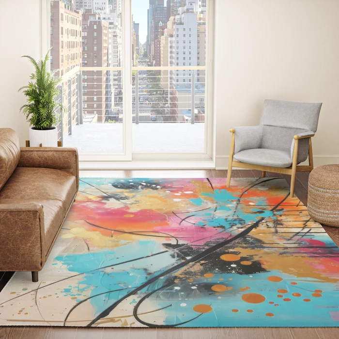 Modern Global Heart #3 energy art area rug by Mary Ann Benoit
