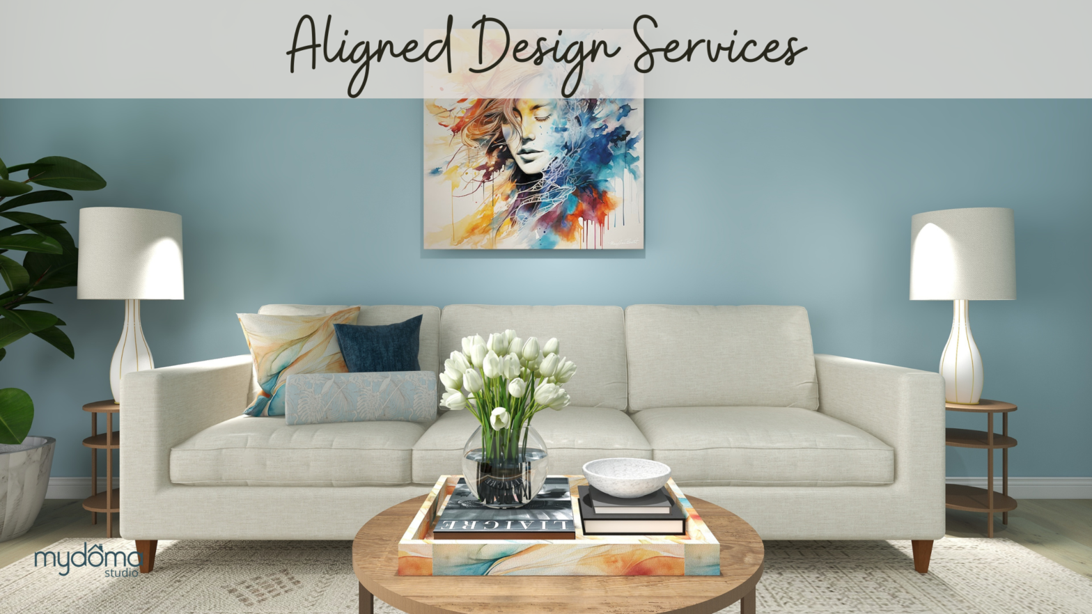 Aligned Design services include a mix of services aligning art, science and color. They include Interior Design, commissioning art, color consulting, home staging and vacation rental design. Services are in person and online, by Northern Lights Home Staging and Design.
