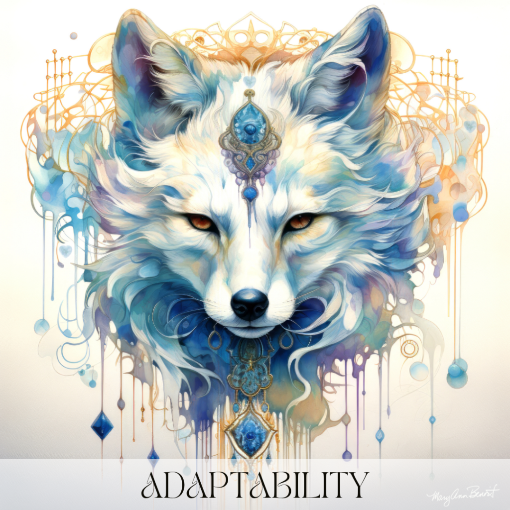 "Adaptability" digital oracle card from "A Message From the Animals" digital oracle deck on Deckible.