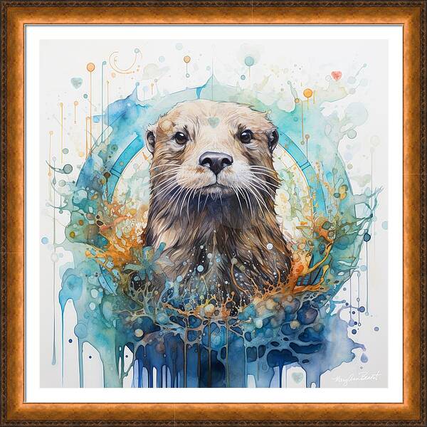 "Play"- river otter wisdom energy art by Mary Ann Benoit