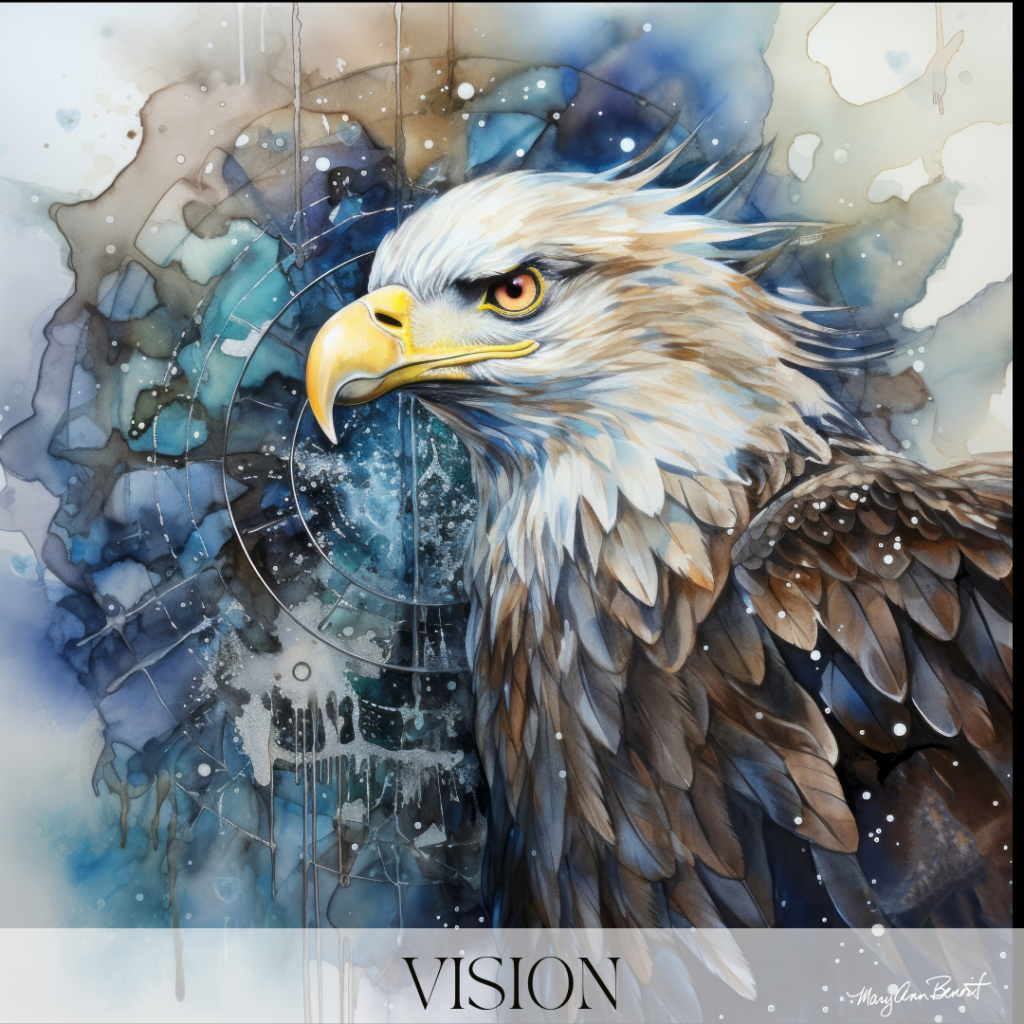 Vision"-Bald Eagle Wisdom by Mary Ann Benoit from the "A Message From the Animals" oracle deck on Deckibile