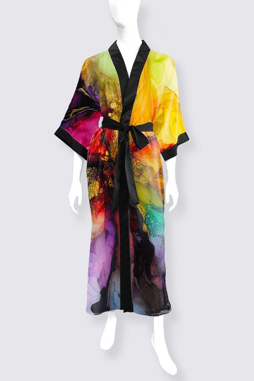 Awakening Number 13 Phoenix Long Satin Kimono By Mary Ann Benoit