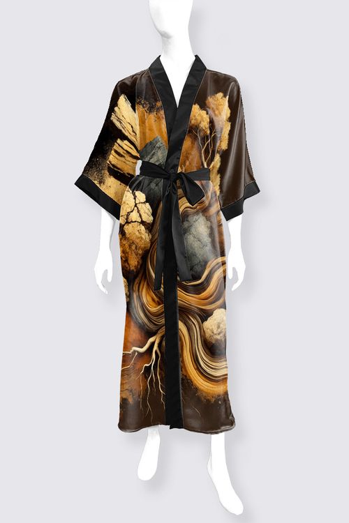 Embrace the Earth Number 8 Phoenix Long Satin Kimono By Mary Ann Benoit