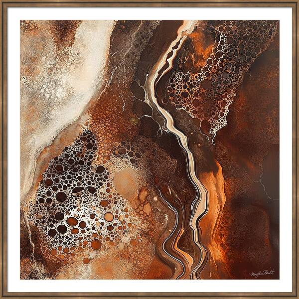 Framed energy art piece 'Mocha Muse' by Mary Ann Benoit, inspired by Pantone's Color of the Year, Mocha Mousse