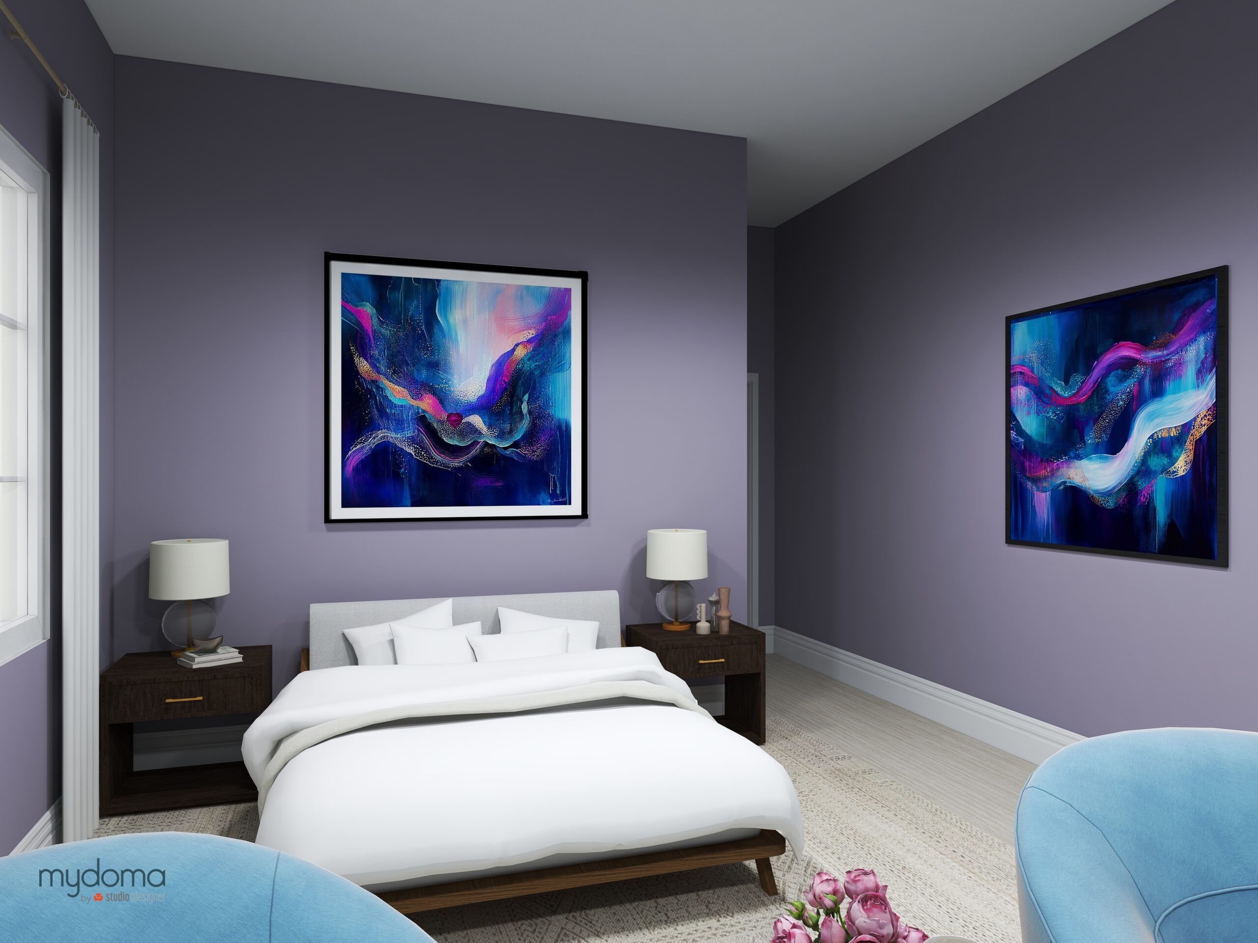 Abstract luminous energy art from the Luminous Warrior series, symbolizing emotional strength, fluidity, and inner power. Interior design by Mary Ann Benoit of Northern Lights Home Staging and Design.