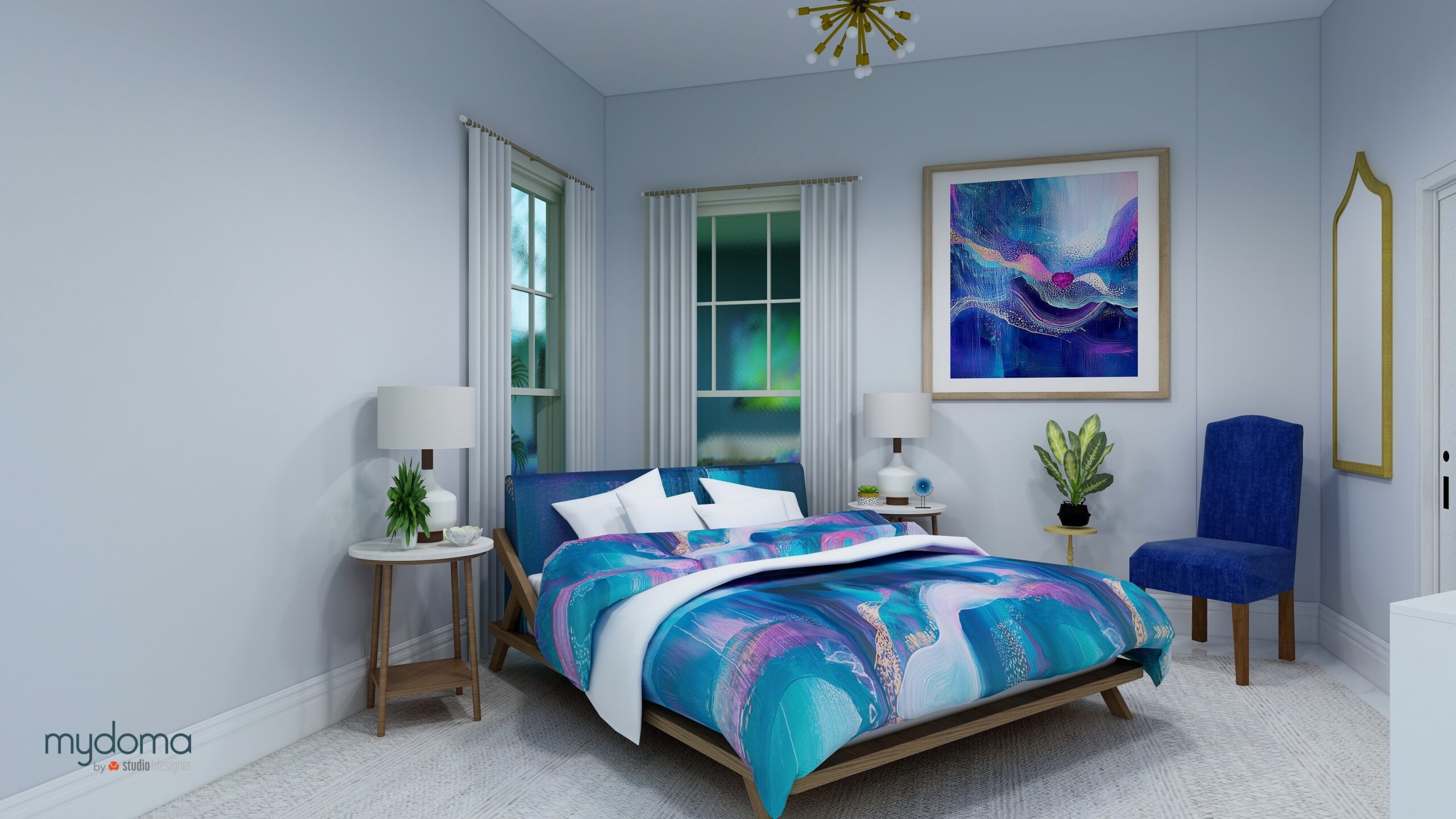 Abstract luminous energy art from the Luminous Warrior series, symbolizing emotional strength, fluidity, and inner power. Interior design by Mary Ann Benoit of Northern Lights Home Staging and Design.