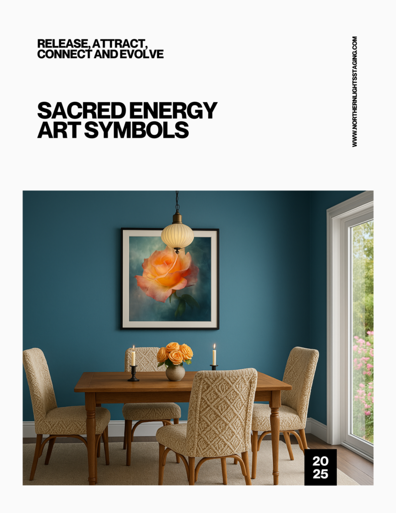 Sacred Symbol Catalog cover showing energy art and and symbol overlays for custom art by Mary Ann Benoit