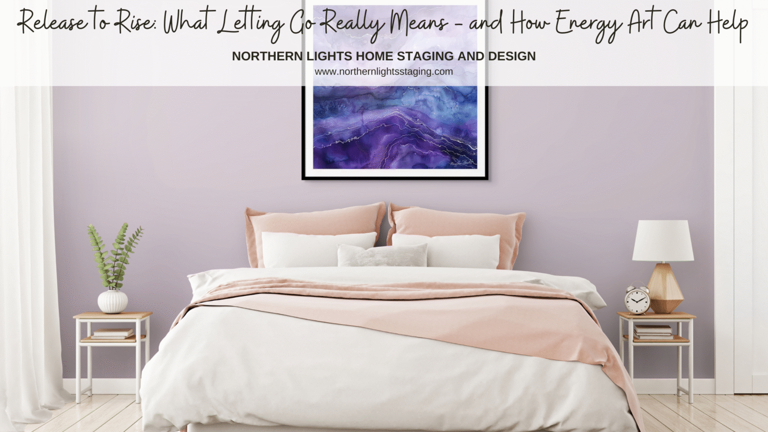 Banner image featuring energy art from the Release Collection by Mary Ann Benoit with soft abstract forms in calming tones